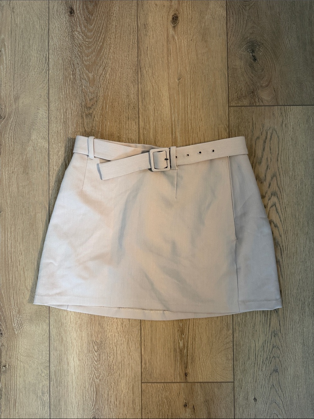 Abercrombie & Fitch Cream Belted A-Line Mini Skort - Suited Material